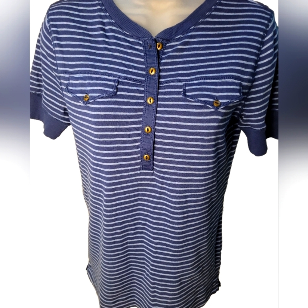 Ralph Lauren Navy And Lt Blue 1/4 Button Up Shirt Sz M